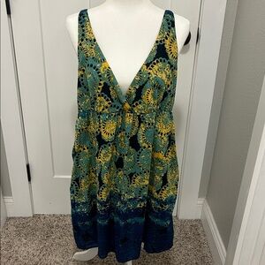 Old Navy Green and Yellow Backless Dress